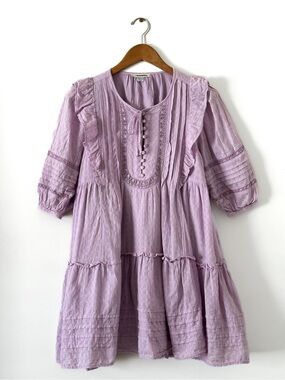 American Eagle Lavender Cottagecore Prairie Ruffle Pintuck Dress - Size XS